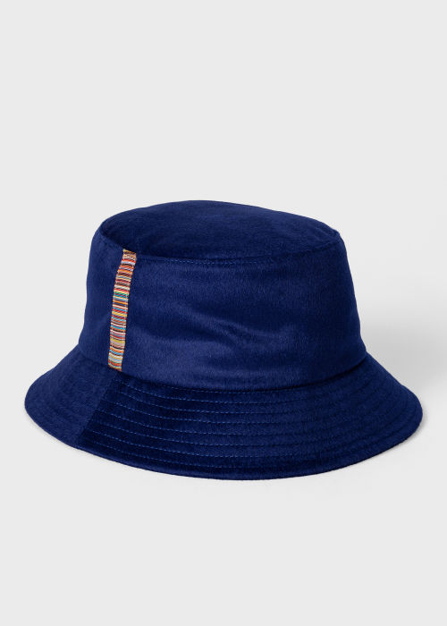 Detail View - Bright Blue Cashmere-Blend Bucket Hat Paul Smith