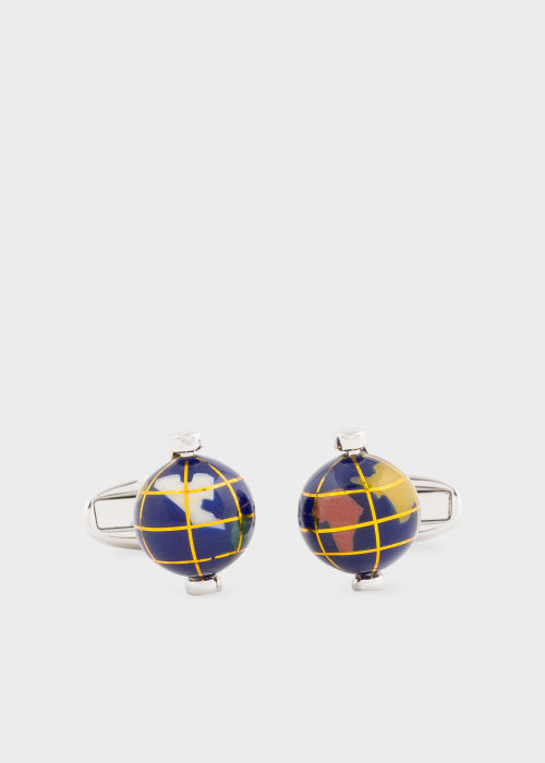 Front view - Blue 'Spinning Globe' Cufflinks Paul Smith