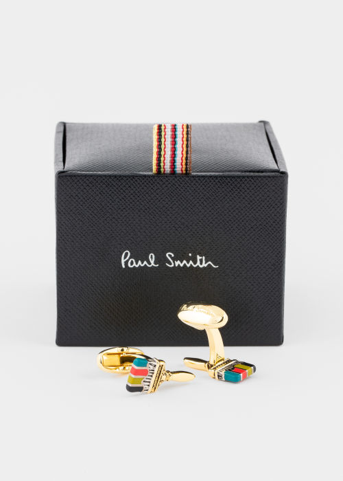 Product View - Men's Gold 'Paintbrush' Cufflinks Paul Smith
