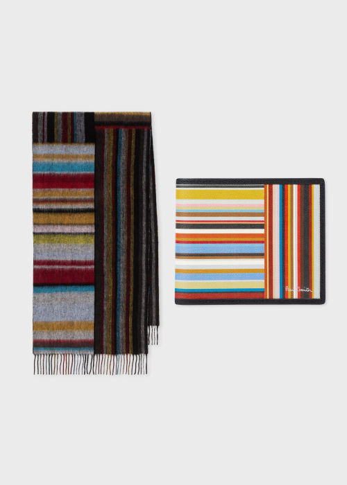 Men's Mixed 'Signature Stripe' Scarf & Wallet Gift Set by Paul Smith