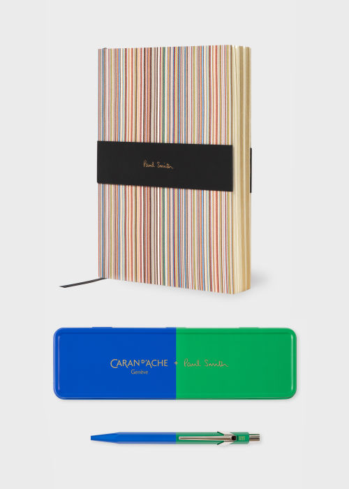 Signature Stripe Notebook & Caran d'Ache Two-Tone Pen Gift Set