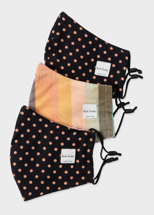 'Artist Stripe' And Polka Dot Print Face Coverings Three Pack by Paul Smith
