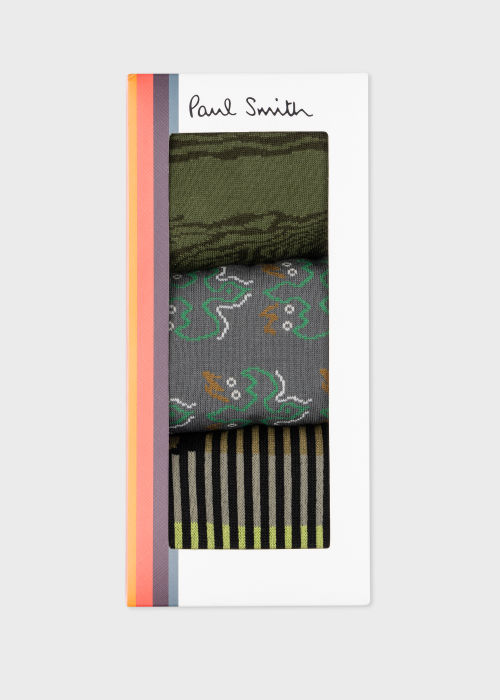 Green Mixed Pattern Socks Three Pack by Paul Smith