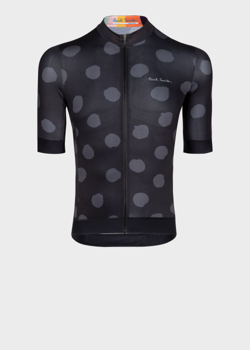 Product View - Men's Race-Fit Black 'Polka Dot' Cycling Jersey Paul Smith