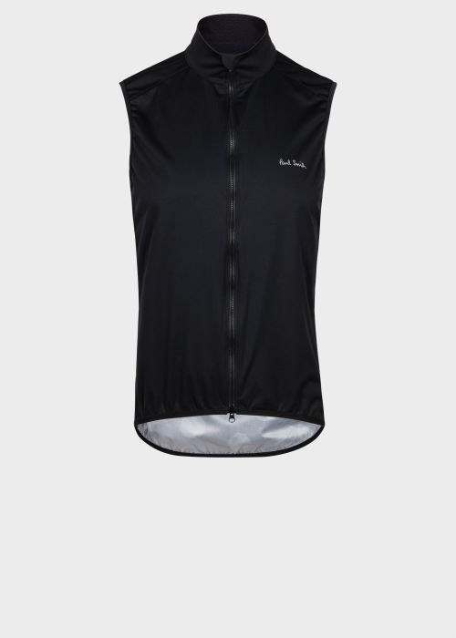 Product view - Men's Black Cycling Gilet With Polka Dot Back Panel Paul Smith