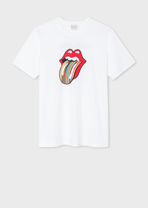 Product view - White 'Signature Stripe' Tongue Logo T-Shirt Paul Smith