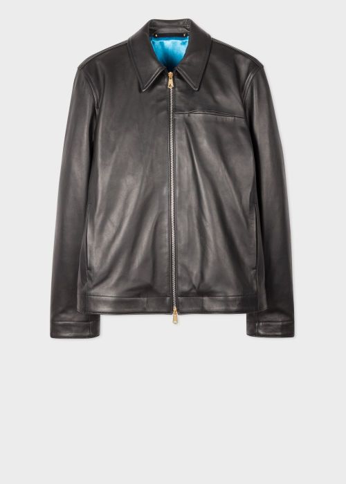 Men's Black Zip-Front Leather Jacket