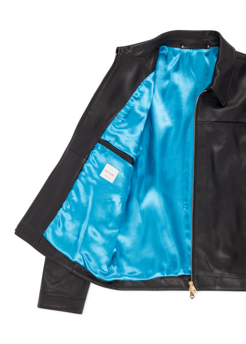 Men's Black Zip-Front Leather Jacket