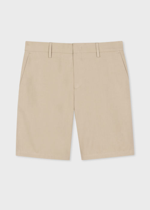 Product View - Men's Tailored-Fit Beige Cotton Twill Shorts Paul Smith
