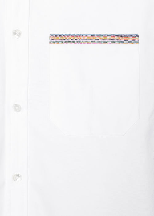 White Cotton 'Signature Stripe' Oxford Shirt by Paul Smith