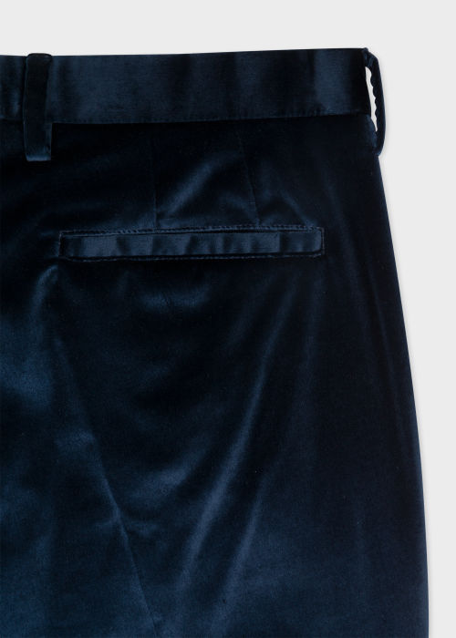 Detail view - Men's Slim-Fit Navy Cotton Velvet Trousers Paul Smith