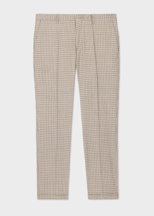 Product view - Slim-Fit Ecru Check Stretch-Wool Trousers