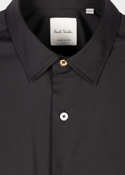 Detail view - Men's Black Super Slim-Fit Cotton-Blend Shirt Paul Smith