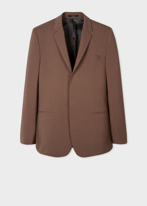 Men's Tailored-Fit Light Brown Wool-Mohair Blazer