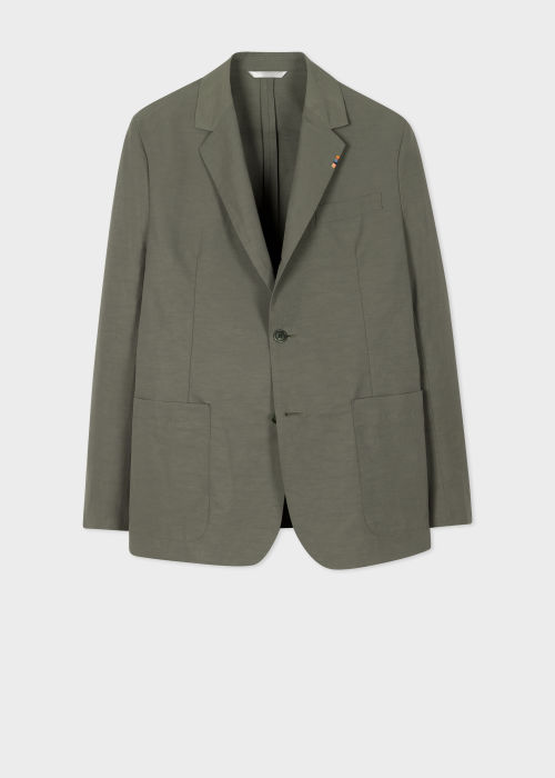 Product view - Men's Khaki Linen-Blend Three-Button Blazer Paul Smith