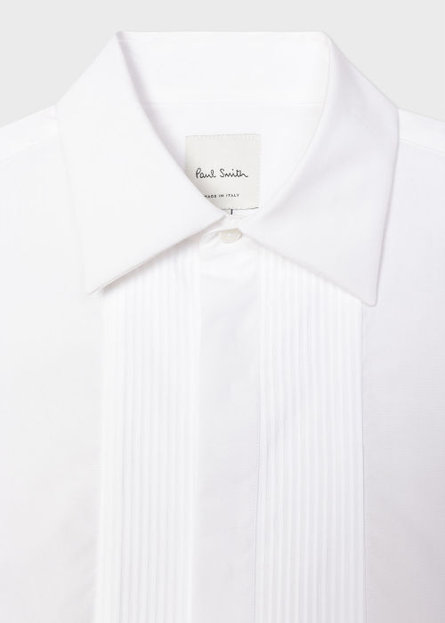Product view - Men's Tailored-Fit White Cotton Pleated Front Evening Shirt Paul Smith