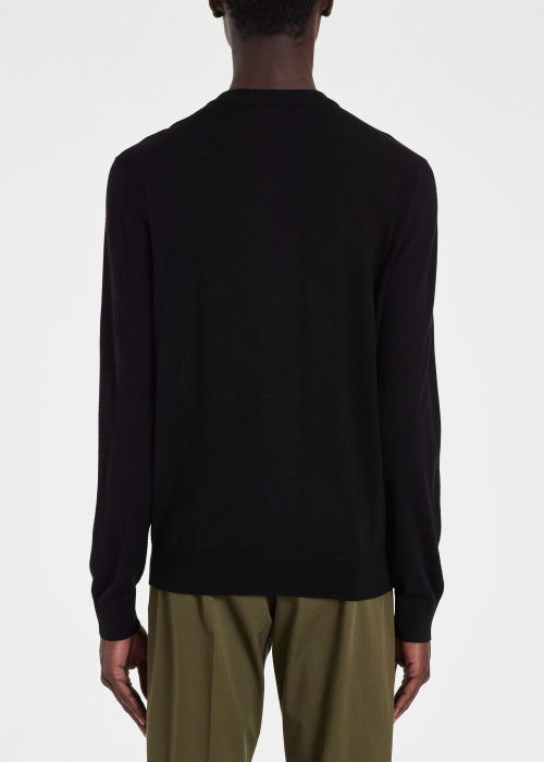 Model View - Black Merino Wool Sweater Paul Smith