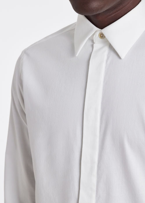 Slim-Fit White Cotton Twill Easy Care Shirt by Paul Smith