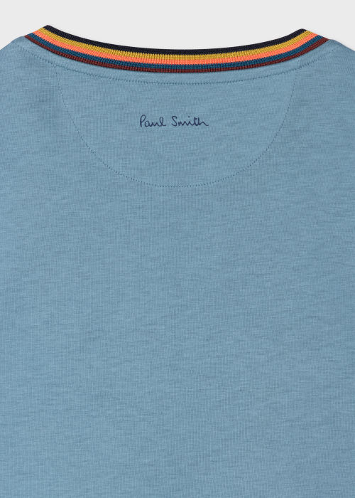 Tee-Shirt Bleu Poudré à Col "Artist Stripe" Paul Smith - Vue détaillée 
