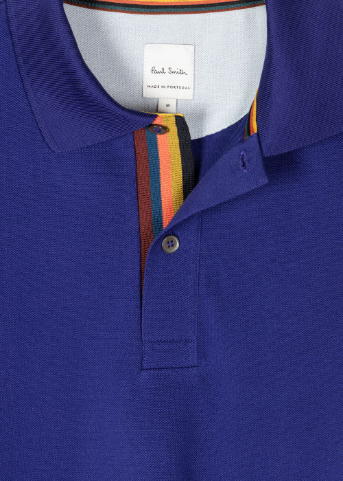 Detail View - Blue 'Artist Stripe' Placket Polo Shirt Paul Smith