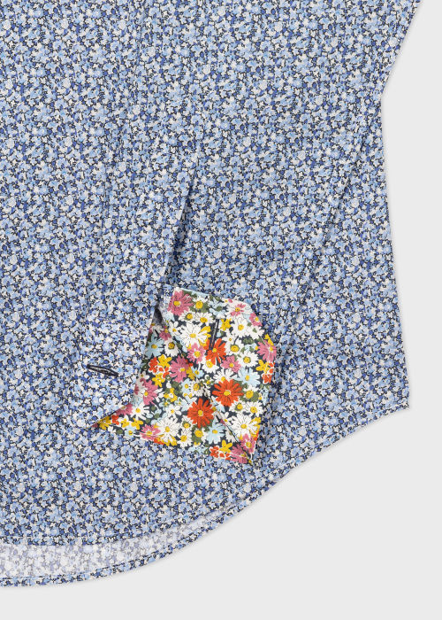 Product View - Men's Tailored-Fit Blue Cotton 'Liberty Floral' Shirt Paul Smith