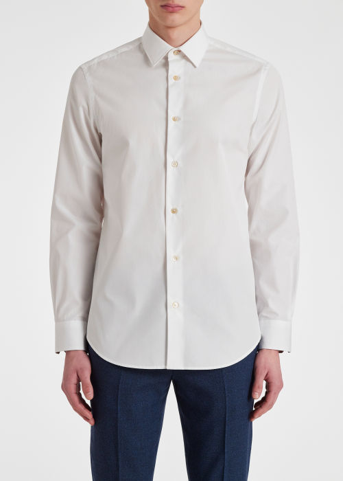 Tailored-Fit White Cotton 'Signature Stripe' Cuff Shirt by Paul Smith