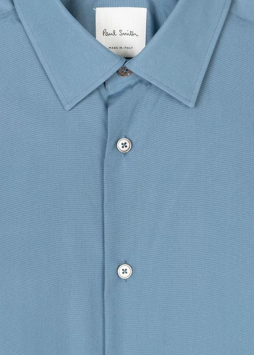 Chemise Bleu Marine Poignets "Artist Stripe" Coupe Ajustée en Coton Paul Smith - Vue détaillée 