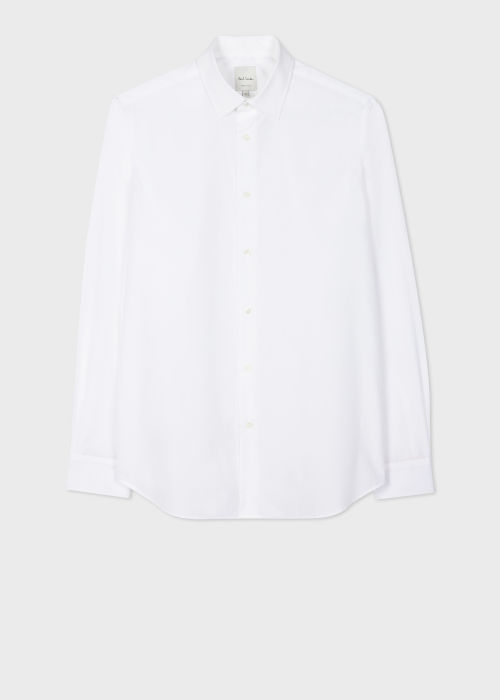 Men's Tailored-Fit White Cotton 'Artist Stripe' Cuff Shirt