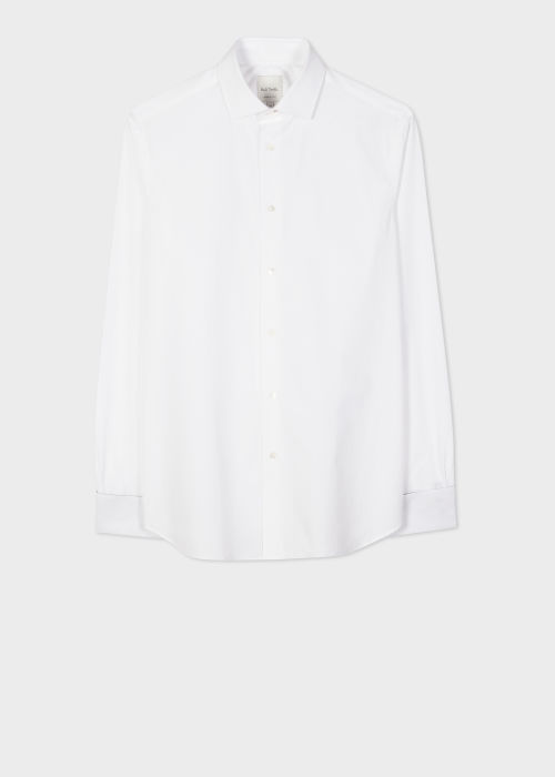 Tailored-Fit White Shirt With 'Signature Stripe' Double Cuff by Paul Smith