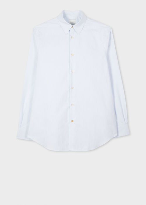 Product view - Men's Light Blue Fine Stripe Cotton Shirt