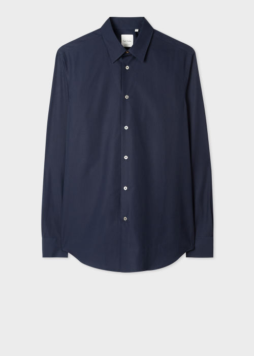 Men's Tailored-Fit Dark Navy Cotton Shirt