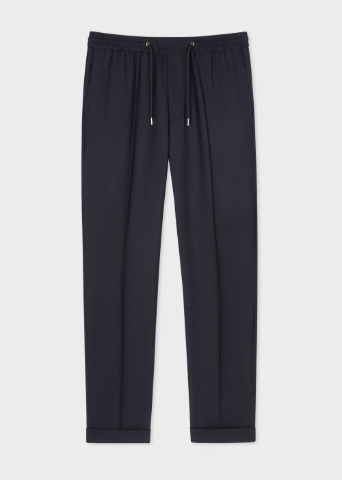 Front view - A Suit To Travel In - Navy Drawstring-Waist Wool Pants Paul Smith