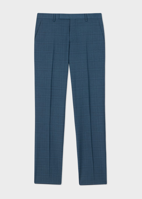 Product view - Men's Slim-Fit Blue Overdyed Check Wool Trousers Paul Smith