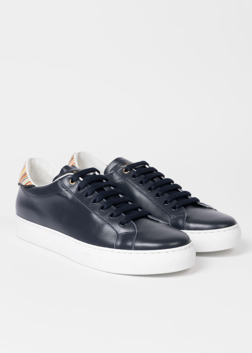 Product view - Men's Navy Leather 'Beck' Sneakers 