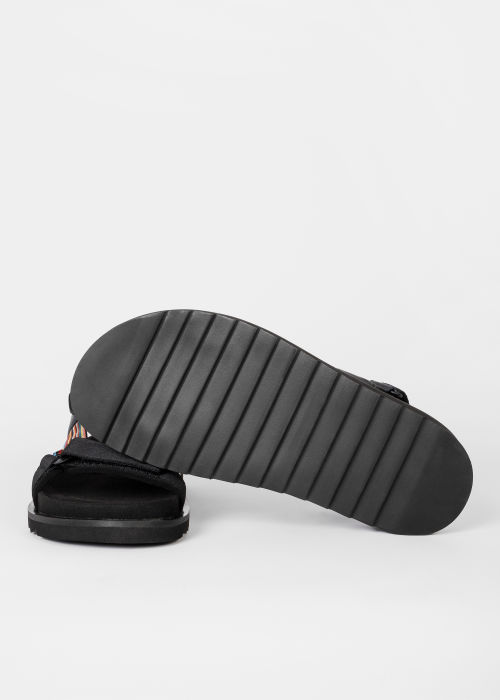 Product View - Men's Black 'Caliban' 'Signature Stripe' Sandals Paul Smith