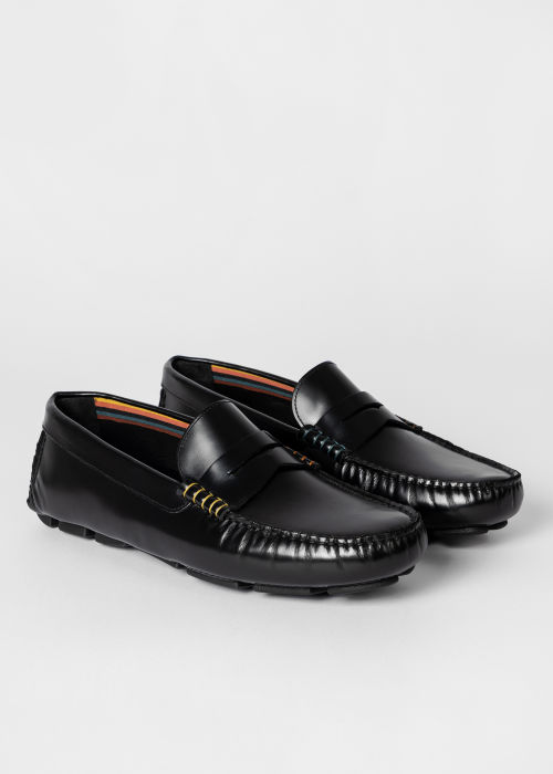 Detail View - Black 'Colima' Leather Loafers Paul Smith