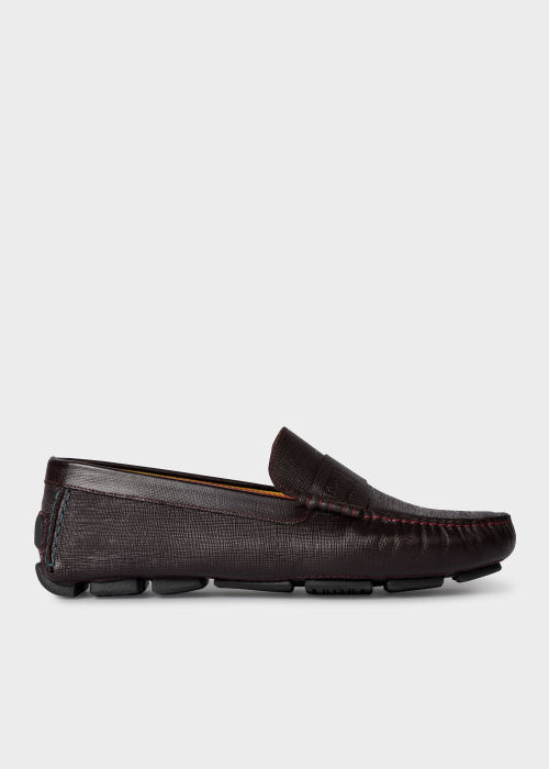 Front View - Burgundy 'Colima' Leather Loafers Paul Smith
