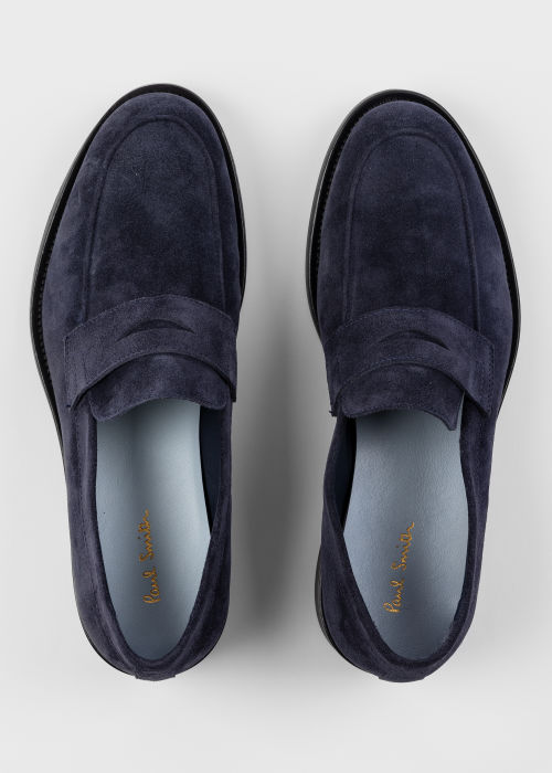 Product view - Men's Navy Suede 'Domingo' Loafers Paul Smith
