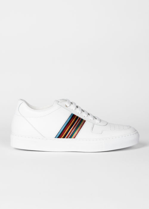Side view - Men's White Leather 'Fermi' Trainers Paul Smith