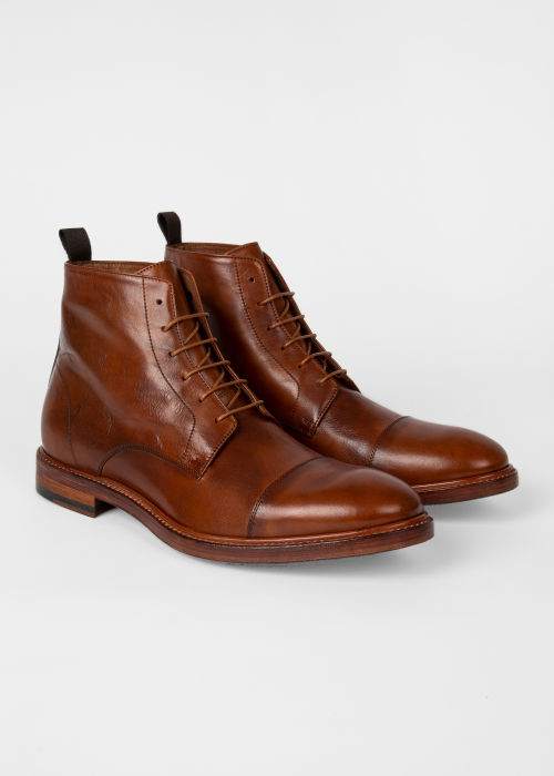 Men's Tan Calf Leather 'Jarman' Boots Paul Smith