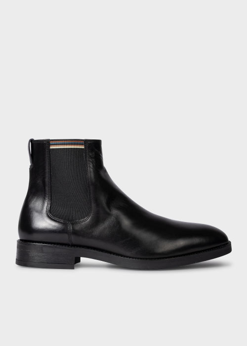 Front View - Black Leather 'Lansing' Chelsea Boots Paul Smith