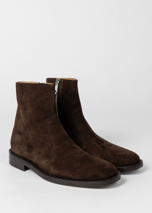 Product view - Men's Dark Brown Suede 'Pileggi' Boots Paul Smith