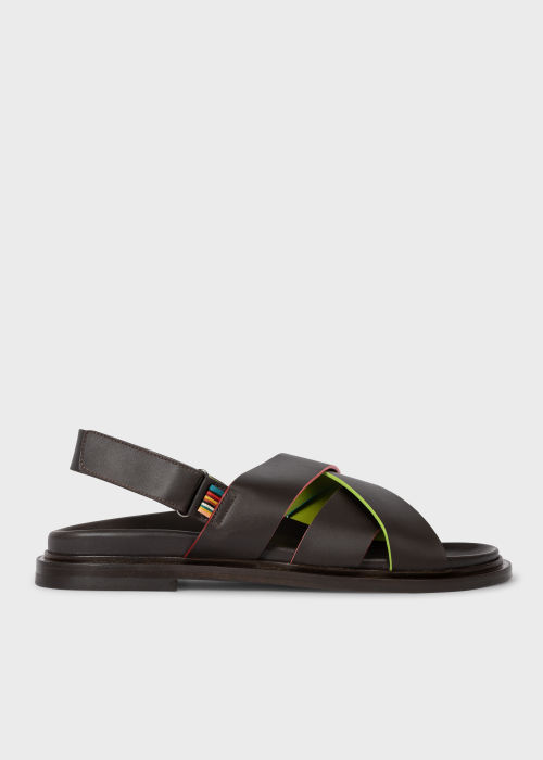 Product view - Paul Smith + Pop Trading Company - Dark Brown Leather Sandals 