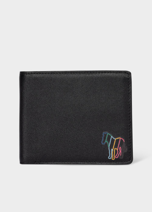 Product view - Men's Black Leather 'Broad Stripe Zebra' Billfold Wallet Paul Smith
