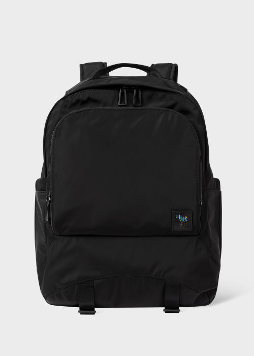Front View - Black Recycled Polyester Backpack Paul Smith