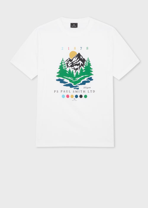 Slim-Fit White 'Mountain' Organic Cotton T-Shirt