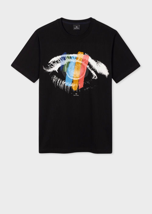 Black Cotton 'Artist Stripe Eye' T-Shirt