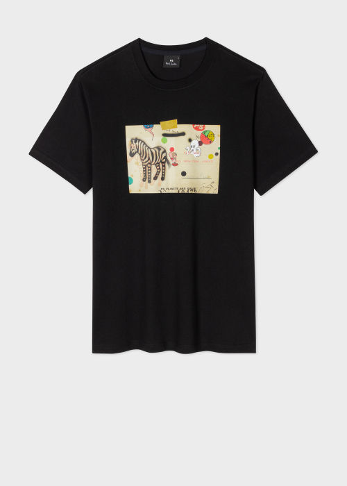 Product view - Men's Black 'Zebra Card' Print Cotton T-Shirt Paul Smith