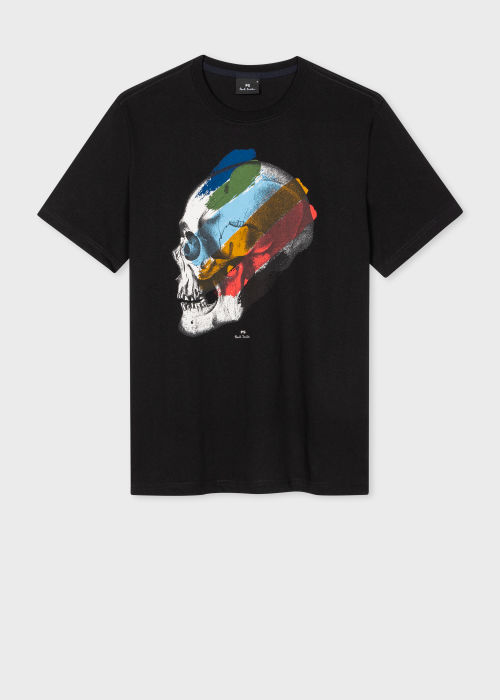 Product view - Black 'Stripe Skull' Print T-Shirt Paul Smith