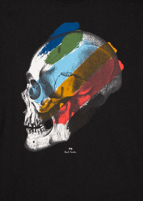 Product view - Black 'Stripe Skull' Print T-Shirt Paul Smith